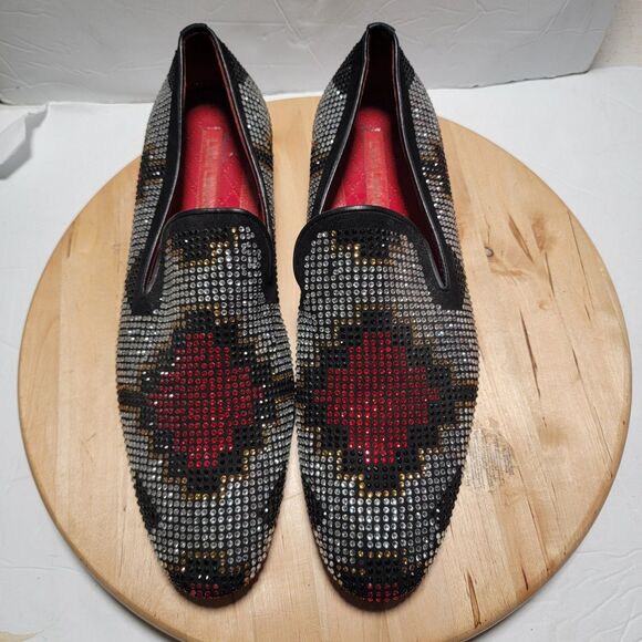 Louis Leeman Crystal Studded Loafers Men’s 45 Made in Italy Red Sole NWOB main image 9